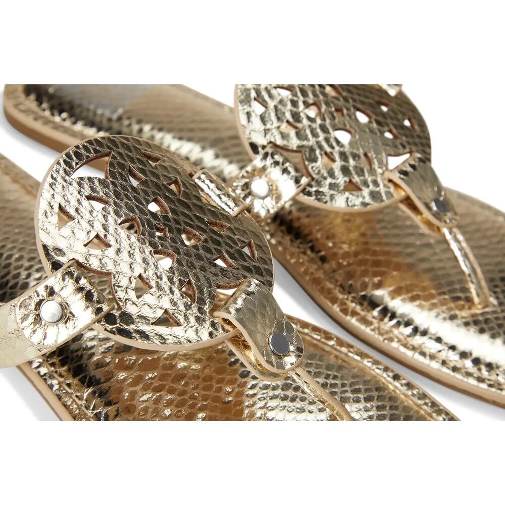 Dolce Vita Gotie Medallion Gold Metallic Dressy Sandal Flat Size 8 Tory Burch - Picture 5 of 6